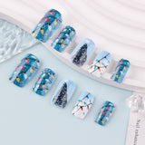 24pcs/Set Snowflake Light Christmas Tree Press-On Nails