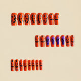 24pcs/Set Halloween Orange Skull Ghost Face Press-On Nails
