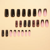 24pcs/Set Dark Purple Blossom Pink Press-On Nails