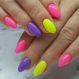 24pcs/Set Purple Yellow Pink Multicolor Press-On Nails