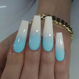 24pcs/Set Blue Gradient Press-On Nails
