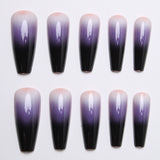 24pcs/Set Black Purple Ombre Press-On Nails