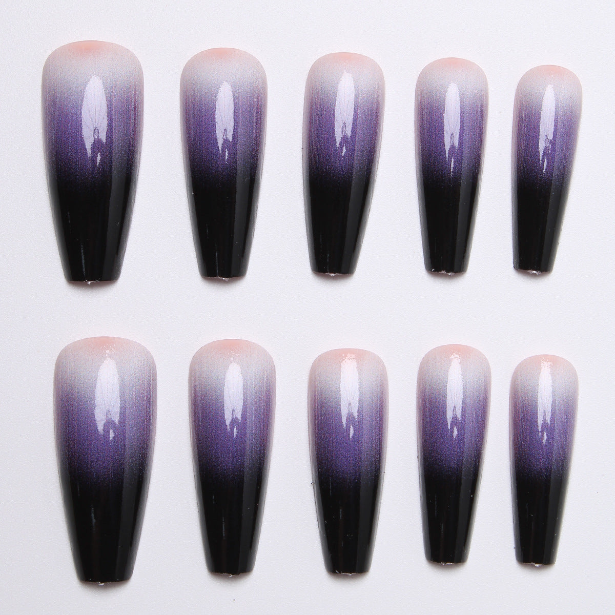 24pcs/Set Black Purple Ombre Press-On Nails