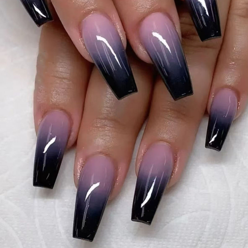 24pcs/Set Black Purple Ombre Press-On Nails