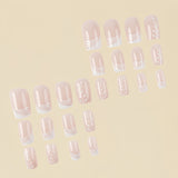 24pcs/Set White Multi-Stripe Vine French Style Press-On Nails