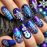 24pcs/Set Christmas Snowflake Snowman Press-On Nails