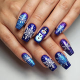 24pcs/Set Christmas Snowflake Snowman Press-On Nails