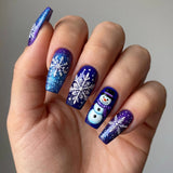 24pcs/Set Christmas Snowflake Snowman Press-On Nails