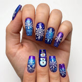 24pcs/Set Christmas Snowflake Snowman Press-On Nails