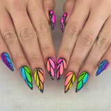 24pcs/Set Colorful Butterfly Wings Press-On Nails