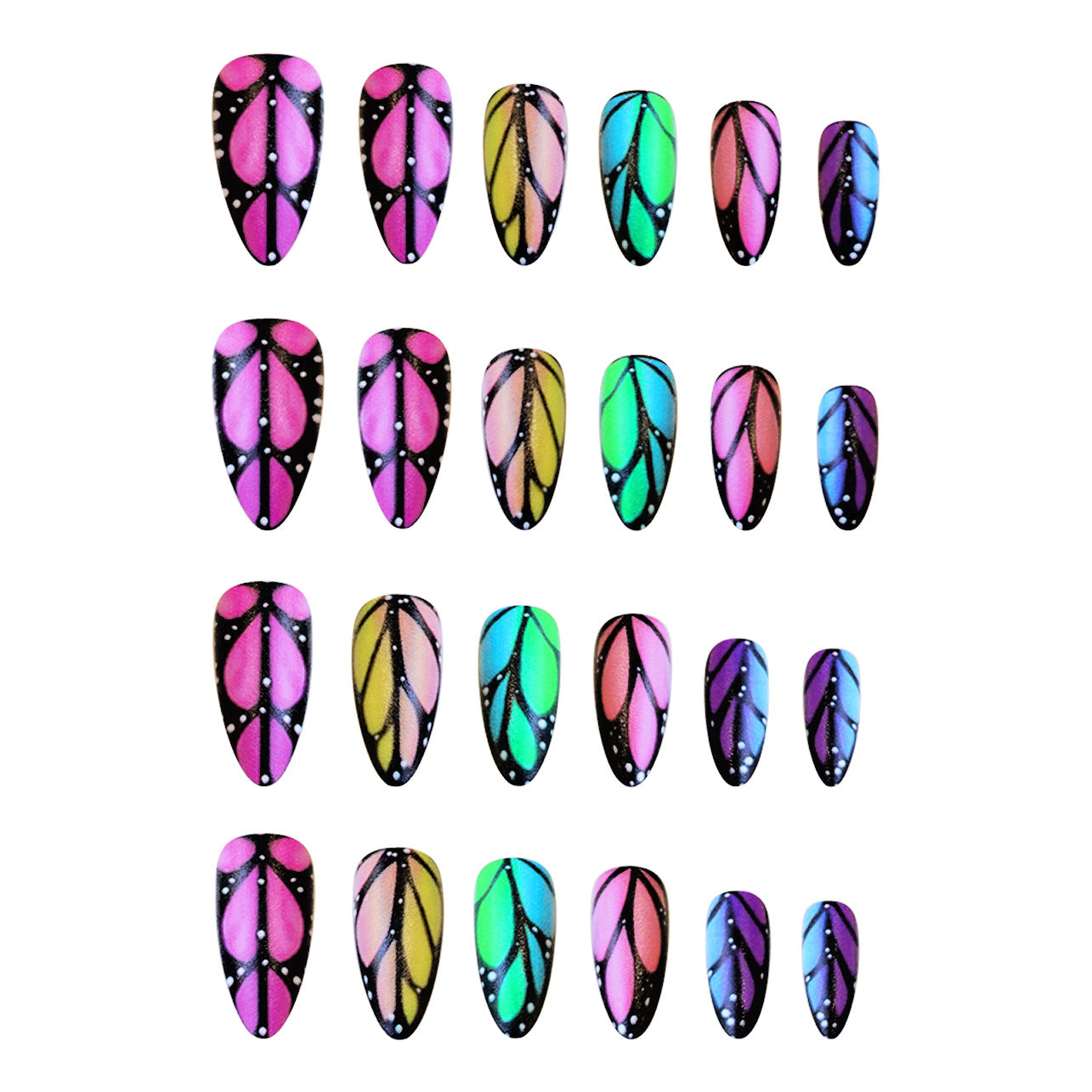 24pcs/Set Colorful Butterfly Wings Press-On Nails