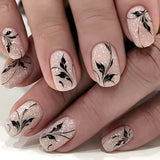 24pcs/Set Autumn Winter Leaves Sparkle Minimalist Press-On Nails