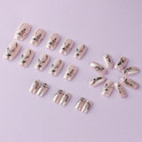 24pcs/Set Autumn Winter Leaves Sparkle Minimalist Press-On Nails
