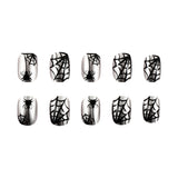 24pcs/Set Short Halloween Spider Web Star Moon Press-On Nails