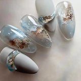 24pcs/Set 3D Smoky Blue Mist Effect Press-On Nails