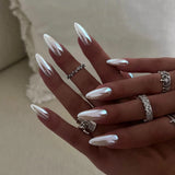 24pcs/Set White Solid Coating Press-On Nails