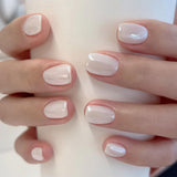 24pcs/Set Short White Solid Color Press-On Nails