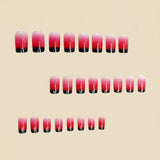 24pcs/Set Red To Black French Ombre Press-On Nails