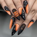 24pcs/Set Halloween Pumpkin Black Cat Press-On Nails