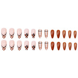 24pcs/Set Thanksgiving Plaid Pumpkin Press-On Nails