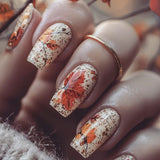 24pcs/Set Fall Maple Leaf Design Press-On Nails