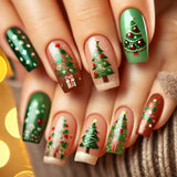 24pcs/Set Christmas Ball Ornament Tree Star Press-On Nails
