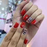 24pcs/Set Christmas Cartoon Red Short Deer Press-On Nails