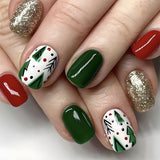24pcs/Set Christmas Tree Short Style Press-On Nails