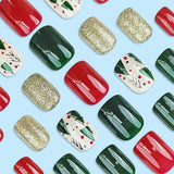 24pcs/Set Christmas Tree Short Style Press-On Nails