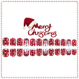 24pcs/Set Christmas Snowman Red Short Style Press-On Nails