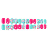 24pcs/Set Short Colorful Fish And Jellyfish Press-On Nails