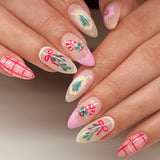 24pcs/Set Christmas Tree with Candies Cherries and Bow Press-On Nails