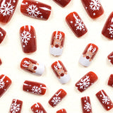 24pcs/Set Short Christmas Cartoon White Reindeer with Snowflakes Press-On Nails