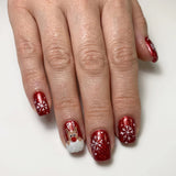 24pcs/Set Short Christmas Cartoon White Reindeer with Snowflakes Press-On Nails