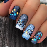 24pcs/Set Christmas Snowflake, Tree And Snow Globe Set Press-On Nails