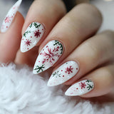 24pcs/Set Classic Red, White And Green Christmas Snowflakes Press-On Nails