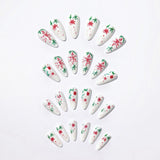 24pcs/Set Classic Red, White And Green Christmas Snowflakes Press-On Nails