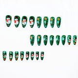 24pcs/Set Christmas Gold Silver Snowflake Snowman Press-On Nails