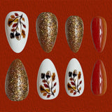 24pcs/Set Fall Winter Nut And Foliage Press-On Nails