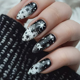 24pcs/Set Black And White Star Render Press-On Nails