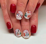 24pcs/Set Short Christmas Snowman Snowy House Press-On Nails