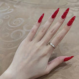 24pcs/Set Long Point Solid Red Press-On Nails