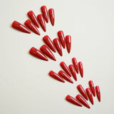 24pcs/Set Long Point Solid Red Press-On Nails