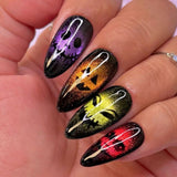 24pcs/Set Halloween Colorful Glow-in-the-Dark Ghosts Press-On Nails