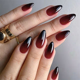 24pcs/Set Short Christmas Cropped Red Ombre Press-On Nails