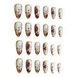 24pcs/Set Gilded Roses Oil Painting Style Press-On Nails