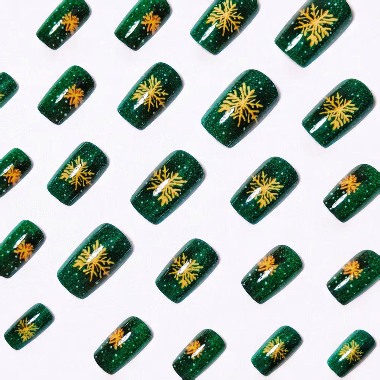 24pcs/Set Christmas Golden Snowflakes Press-On Nails