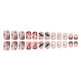 24pcs/Set Short Halloween Red Bloodstains Black Cobweb Bats Ghosts Press-On Nails