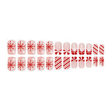 24pcs/Set Christmas Snowflake Striped French Style Press-On Nails