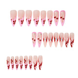 24pcs/Set French Long Pointed Red Cherries Press-On Nails